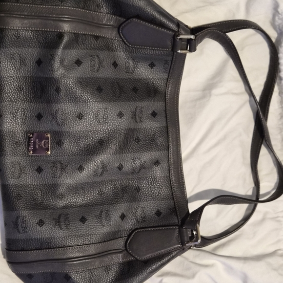MCM Dark Gray Monogram Shoulder Bag - Picture 10 of 13